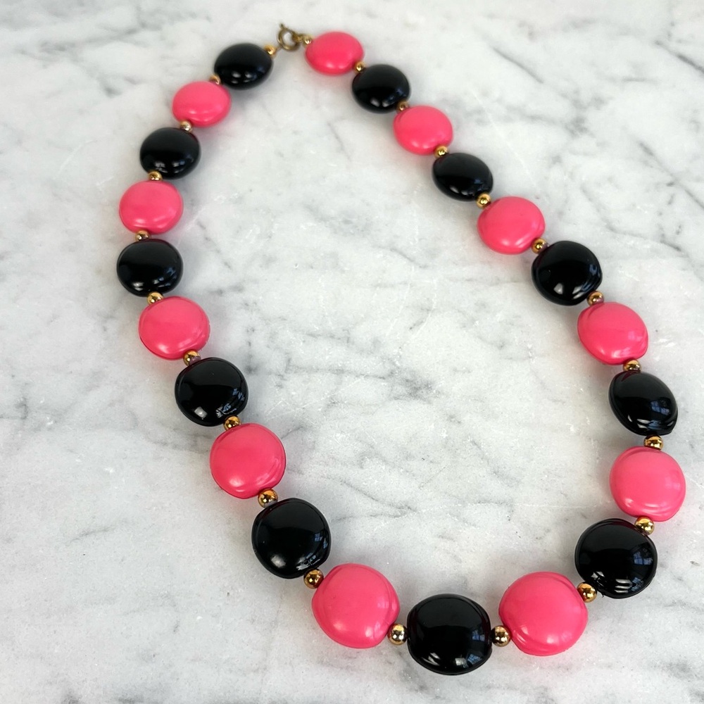 Vintage Black and Pink Necklace